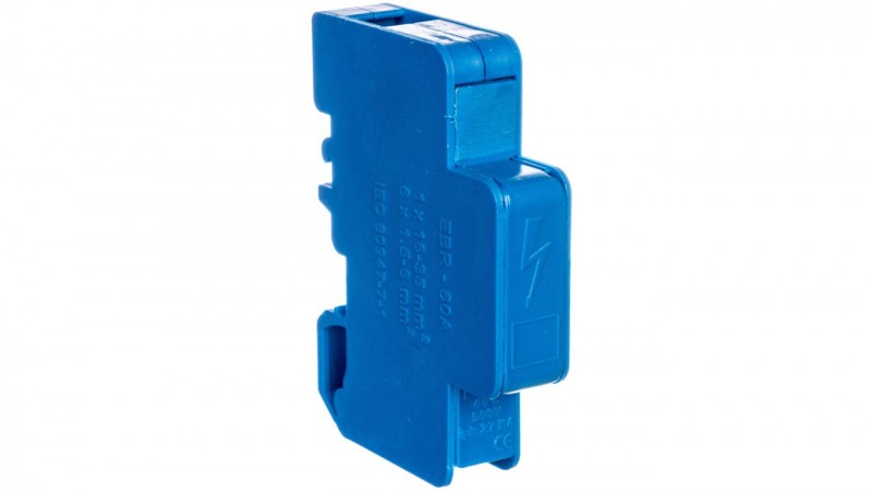 Blok rozdzielczy modułowy 1-biegunowy 60A we: 1x6-35mm2 wy: 6x2,5-6mm2 niebieski LBR60A 84326003