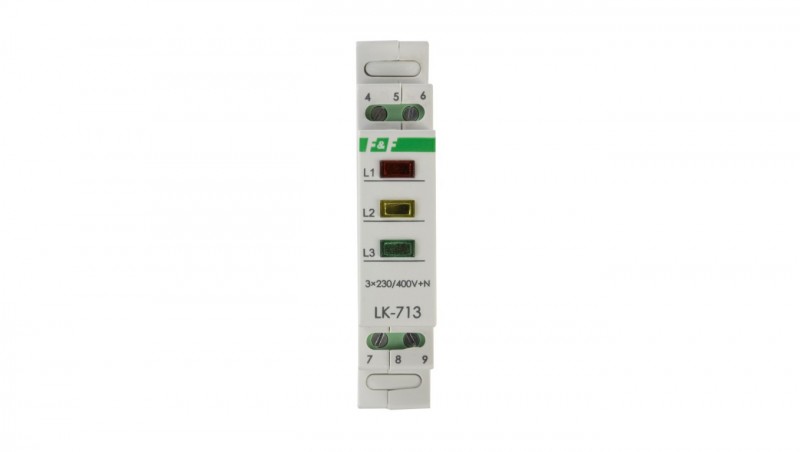 Lampka modułowa 3-fazowa żółta/czerwona/zielona 3x230V+N LK-713K