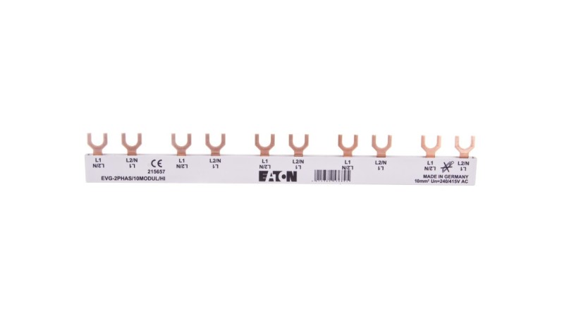 Szyna łączeniowa 2P 63A 10mm2 widełkowa (10mod.+styk pomocniczy) EVG-2PHAS/10MODUL/HI 215657 Szyna łączeniowa 2P 63A 10mm2 widełkowa (10mod.+styk pomocniczy) EVG-2PHAS/10MODUL/HI 215657