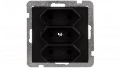 SONATA Gniazdo potrójne b/u 2,5A EURO czarny metalik GP-3R/m/33