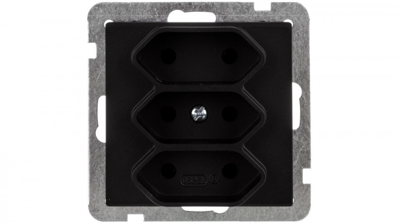 SONATA Gniazdo potrójne b/u 2,5A EURO czarny metalik GP-3R/m/33