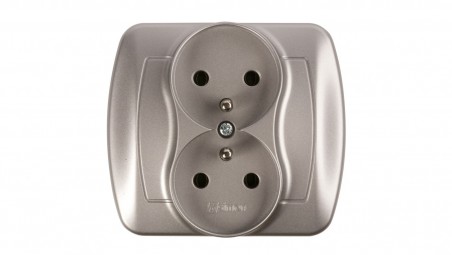 Simon Akord Gniazdo podwójne z/u 16A IP20 aluminium metalizowane AGZ2/26
