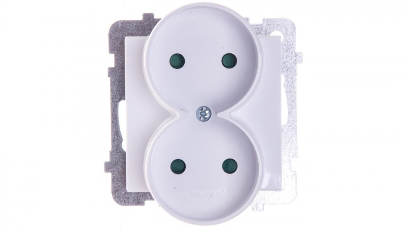 SONATA Gniazdo podwójne b/u z przesłonami białe GP-2RRP/m/00