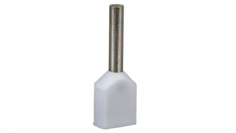 Końcówka tulejkowa izolowana TID 2x0,5mm2/8mm biała cynowana TID2x0,5L8 /100szt./ Końcówka tulejkowa izolowana TID 2x0,5mm2/8mm biała cynowana TID2x0,5L8 /100szt./