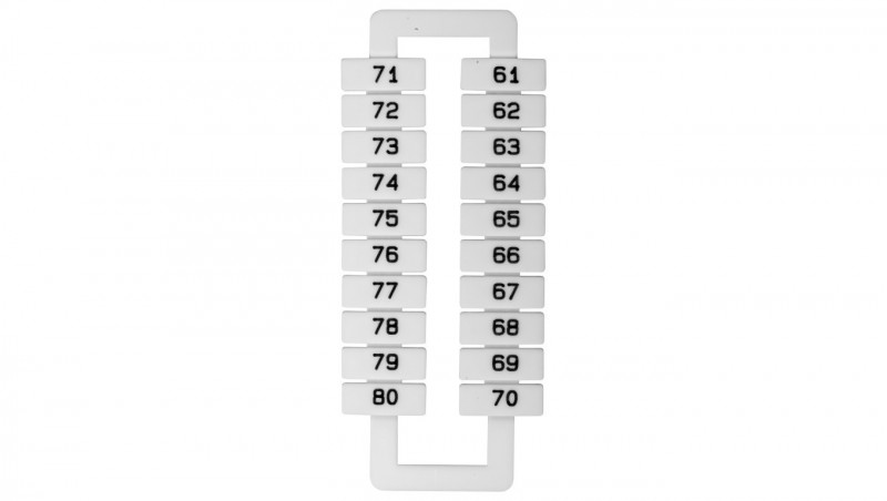 Oznacznik do złączek (EURO) 2,5-70mm2 /61-80/ biały 43192 /1 blister=20 szt/
