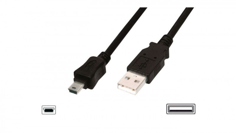 Kabel połączeniowy miniUSB 2.0 /Canon/ Typ USB A/miniUSB B(5pinów), M/M czarny 3m AK-300130-030-S