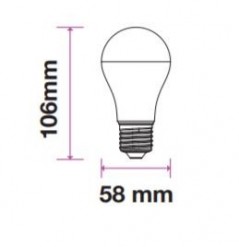 Żarówka LED VT-210 SAMSUNG CHIP 9W E27 A58 3000K 806lm A+ 200st. 228