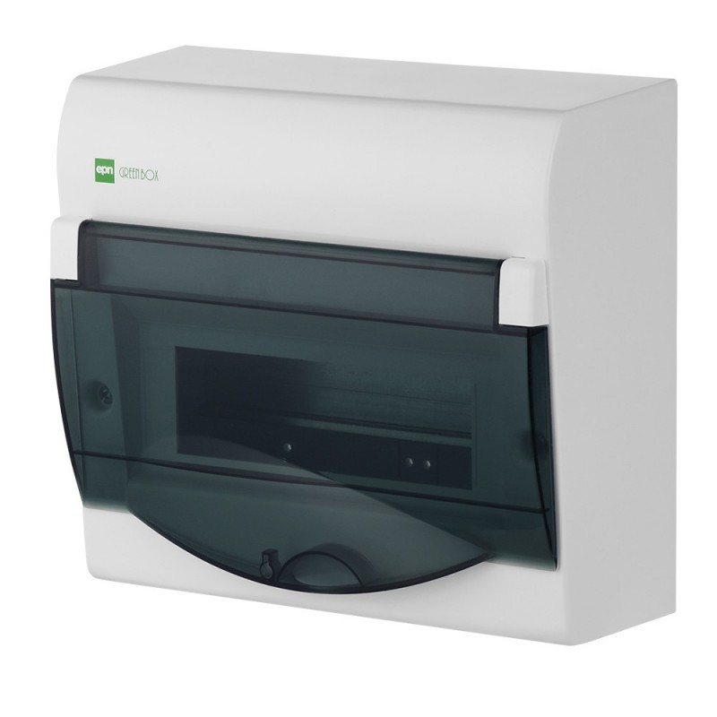 Rozdzielnica modułowa 1x8+2 n/t GREEN BOX RN 1/8+2 drzwi transparentne dymne N+PE IP40 2352-01