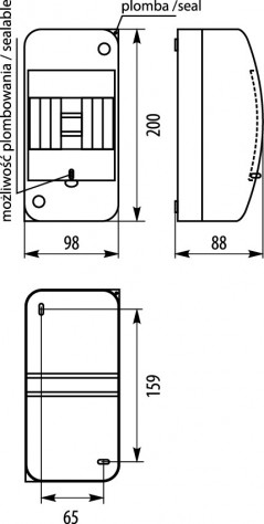 Rozdzielnica modułowa 1x4 natynkowa IP42 RNTO 4S (bez PE/N) 4.2