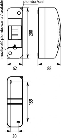 Rozdzielnica modułowa 1x2 natynkowa IP42 RNTO 2S (bez PE/N) 4.1