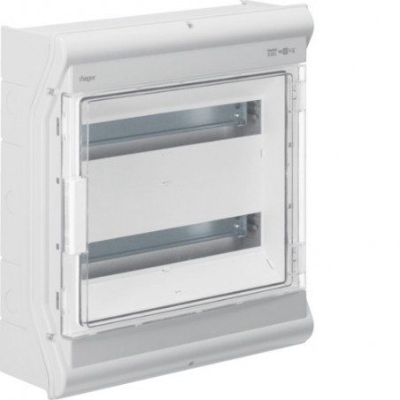 Rozdzielnia elektryczna modułowa 2x36 natynkowa z tworzywa sztucznego IP65 szara HAGER POLO