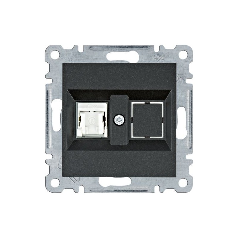 Lumina Gniazdo komputerowe pojedyczne RJ45 kat.6 UTP czarne WL2153 Lumina Gniazdo komputerowe pojedyczne RJ45 kat.6 UTP czarne WL2153