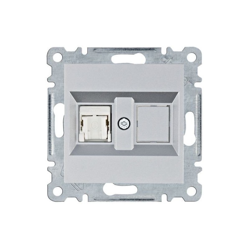 Lumina Gniazdo komputerowe pojedyczne RJ45 kat.6 UTP srebrne WL2152