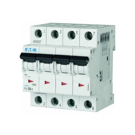 Wyłącznik nadprądowy 4P D 6A 6kA AC PL6-D6/4 166553