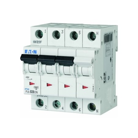 Wyłącznik nadprądowy 3P+N D 20A 6kA AC PL6-D20/3N 165038