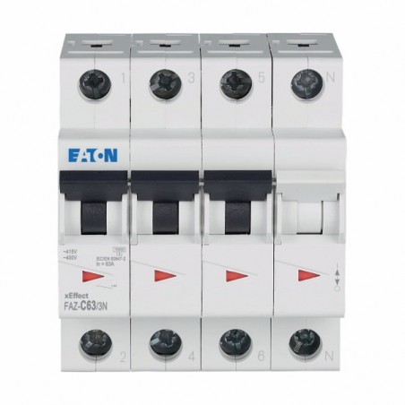 Wyłącznik nadprądowy 3P+N C 63A 15kA FAZ C63/3N 278981