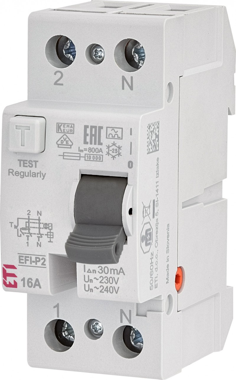Wyłącznik różnicowoprądowy 2P 16A 0,03A EFI-P2 A 16/0.03 002061110