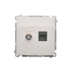 Simon Basic Gniazdo antenowe typu F + komputerowe RJ45 kat.6 białe BMAFRJ45.01/11