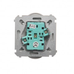 Simon Basic Gniazdo wtyczkowe podwójne bez uziemienia z przesłonami torów 16A 250V srebrny mat BMG2Mz.01/43