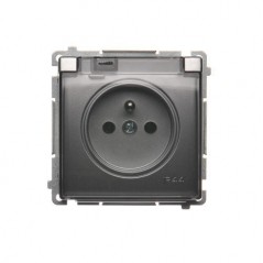 Simon Basic Gniazdo pojedyncze z/u bryzgoszczelne IP44 16A 250V srebrny mat BMGZ1B.01/43A