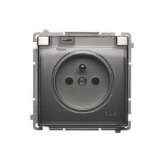 Simon Basic Gniazdo pojedyncze z/u bryzgoszczelne IP44 16A 250V srebrny mat BMGZ1B.01/43A