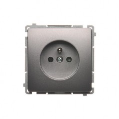 Simon Basic Gniazdo pojedyncze z/u z przesłonami stal inox BMGZ1Z.01/21