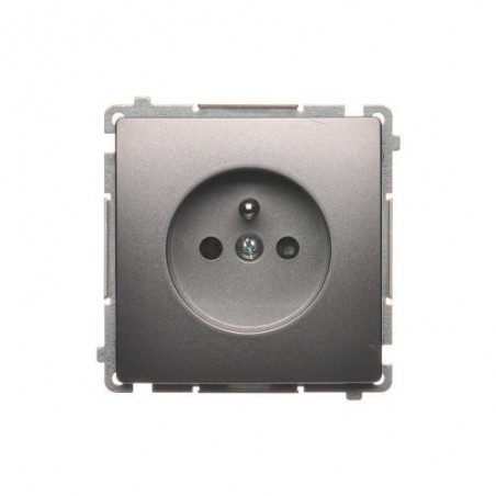 Simon Basic Gniazdo pojedyncze z/u z przesłonami stal inox BMGZ1Z.01/21