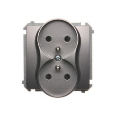 Simon Basic Gniazdo podwójne z/u 16A, 250 V stal inox BMGZ2Mz.01/21