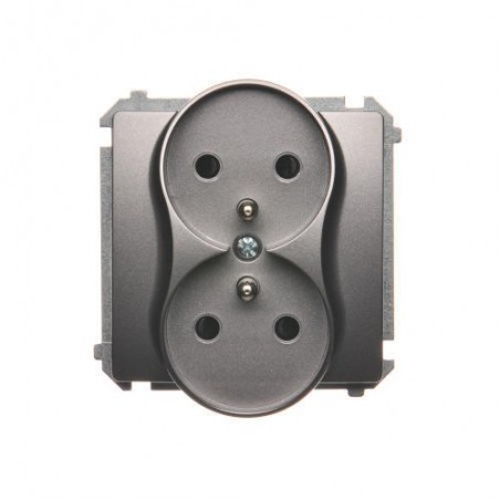 Simon Basic Gniazdo podwójne z/u 16A, 250 V stal inox BMGZ2Mz.01/21