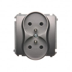 Simon Basic Gniazdo podwójne z/u 16A, 250 V stal inox BMGZ2Mz.01/21