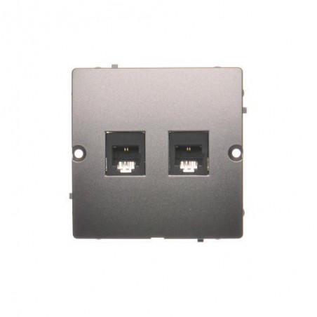 Simon Basic Gniazdo telefoniczne podwójne 2xRJ11 stal inox BMTF2.02/21