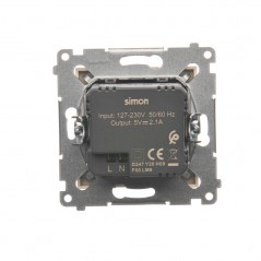 Simon 54 Ładowarka 2xUSB 2.1A 5V/DC krem DC2USB.01/41