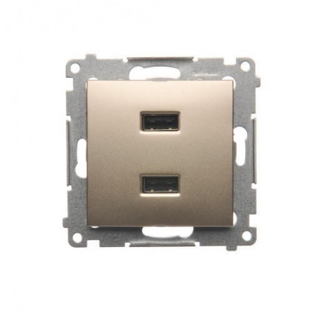 Simon 54 Ładowarka 2xUSB 2.1A 5V/DC złoty mat DC2USB.01/44