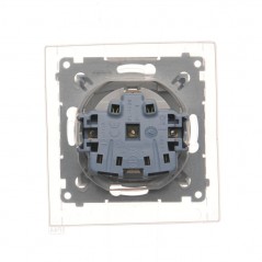 Simon 54 Gniazdo pojedyncze SCHUKO 16A 250V IP44 z przesłonami i klapką srebny mat DGSZ1BZ.01/43A