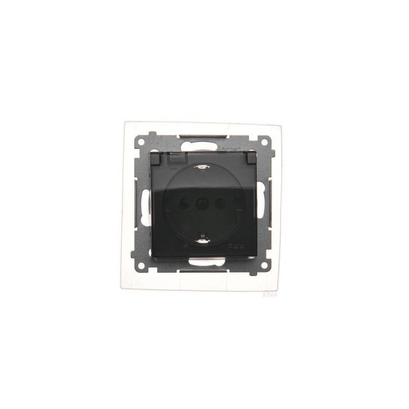 Simon 54 Gniazdo Schuko do wersji IP44 z przesłonami z uszczelką klapka transparentna antracyt DGSZ1BZ.01/48A