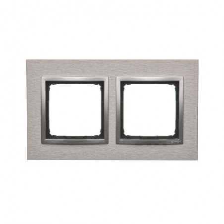 Simon 54 Nature Ramka podwójna metal INOX KLASYCZNY DRN2/77
