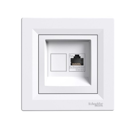 Gniazdo komputerowe Asfora pojedyncze RJ45 kat.5e białe z ramką EPH4300121