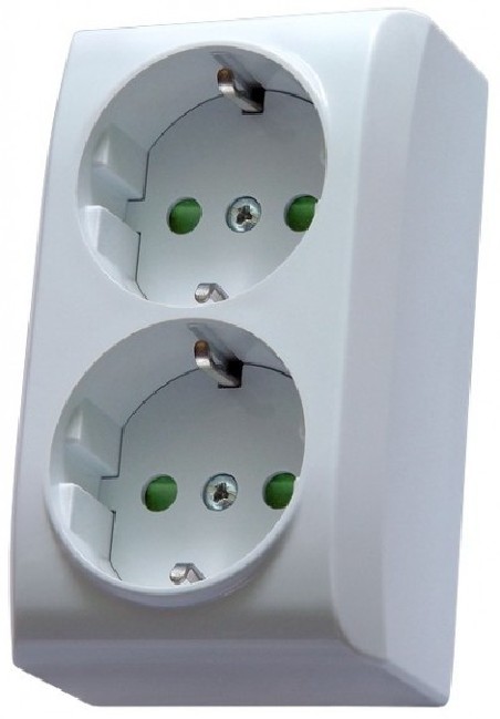 BIS Gniazdo podwójne z/u Schuko z przesłonami białe GN-2BSP/00