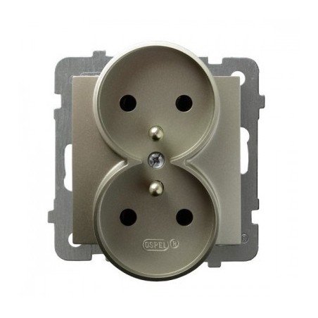 AS Gniazdo podwójne z/u satyna light GP-2GRZ/m/45