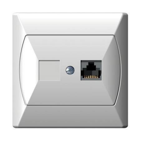 AKCENT Gniazdo komputerowe pojedyncze RJ45 kat.5e FOREX białe GPK-1A/F/00