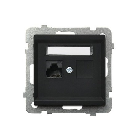 SONATA Gniazdo komputerowe pojedyncze RJ45 kat.5e czarny metalik KRONE GPK-1R/K/m/33
