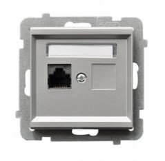 SONATA Gniazdo komputerowe pojedyncze RJ45 kat.5e srebro mat KRONE GPK-1R/K/m/38