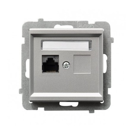SONATA Gniazdo komputerowe pojedyncze RJ45 kat.5e srebro mat KRONE GPK-1R/K/m/38