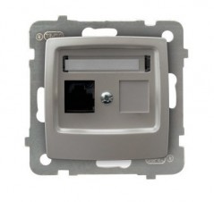 KARO Gniazdo komputerowe pojedyncze RJ45 kat.5e MMC srebrny perłowy GPK-1S/K/m/43