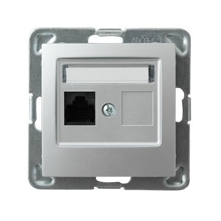 IMPRESJA Gniazdo komputerowe pojedyncze RJ45 kat.5e MMC srebrne GPK-1Y/K/m/18