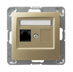 IMPRESJA Gniazdo komputerowe pojedyncze RJ45 kat.5e MMC złoty metalik GPK-1Y/K/m/28