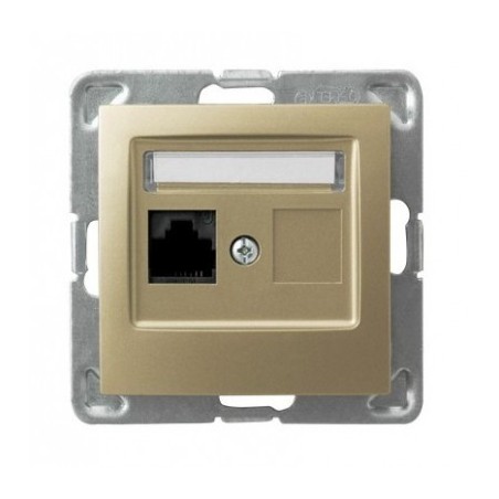 IMPRESJA Gniazdo komputerowe pojedyncze RJ45 kat.5e MMC złoty metalik GPK-1Y/K/m/28