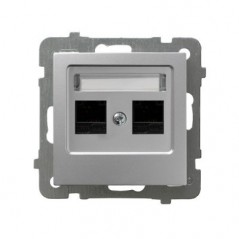 AS Gniazdo komputerowe podwójne RJ45 kat.5e MMC srebro GPK-2G/K/m/18
