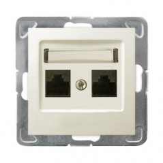 IMPRESJA Gniazdo komputerowe podwójne RJ45 kat.5e MMC ecrue GPK-2Y/K/m/27