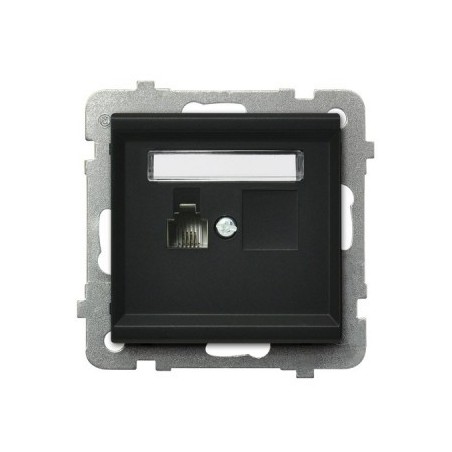 SONATA Gniazdo telefoniczne pojedyncze RJ11 czarny metalik GPT-1R/m/33